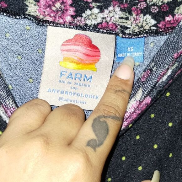 Farm Rio De Janairo Black and Pink Wide Leg Pants - Picture 4 of 4